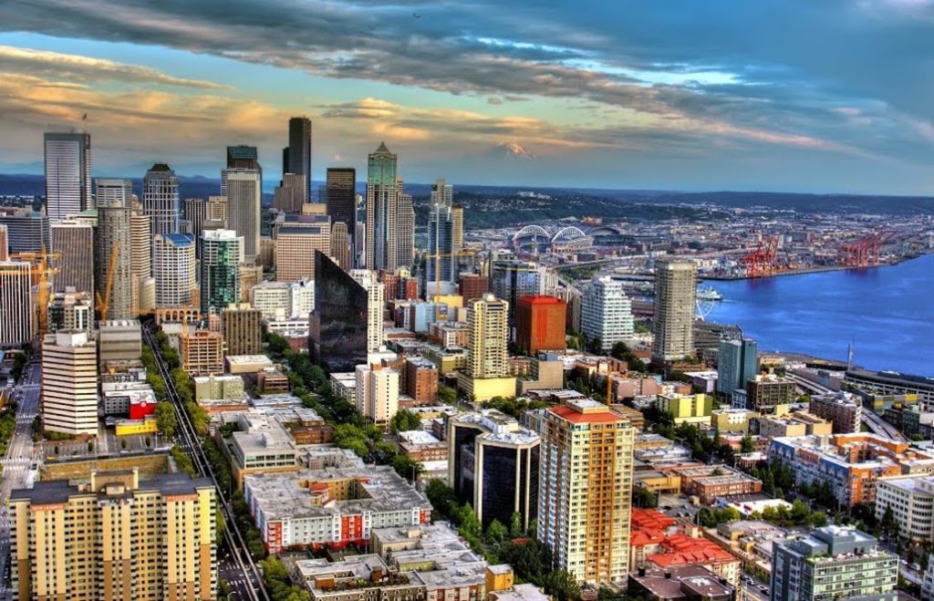 aerial view of seattle from belltown